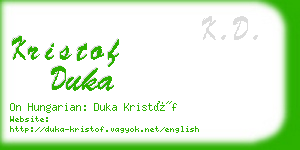 kristof duka business card